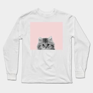 Blush pink kitten pop Long Sleeve T-Shirt